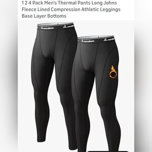 Convallaria Men’s Black Thermal Compression Leggings - 4 Pack.  M-9